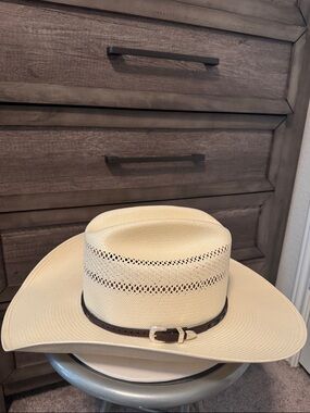 Resistol 10X Genuine Shantung Panama Straw Hat - White with Brown Sweatband